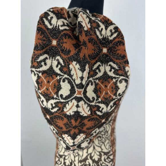 Flying Tomato Size Large Jacquard Metallic Sweater Dress Puff Sleeves Baroque - Picture 7 of 14